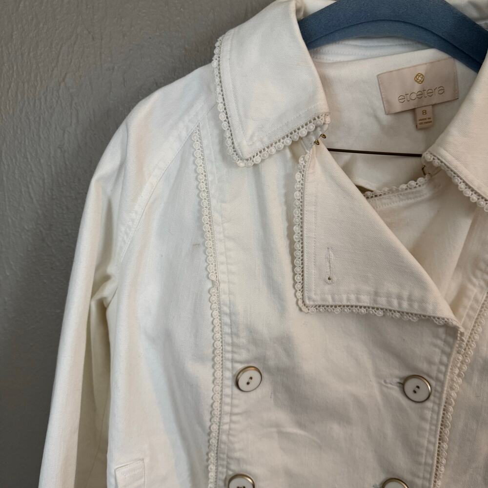 Etcetera White Cropped Button Up Jacket Size 8 Ca… - image 2